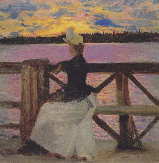 Akseli Gallen-Kallela Marie Gallen at the Kuhmoniemi-bridge china oil painting image